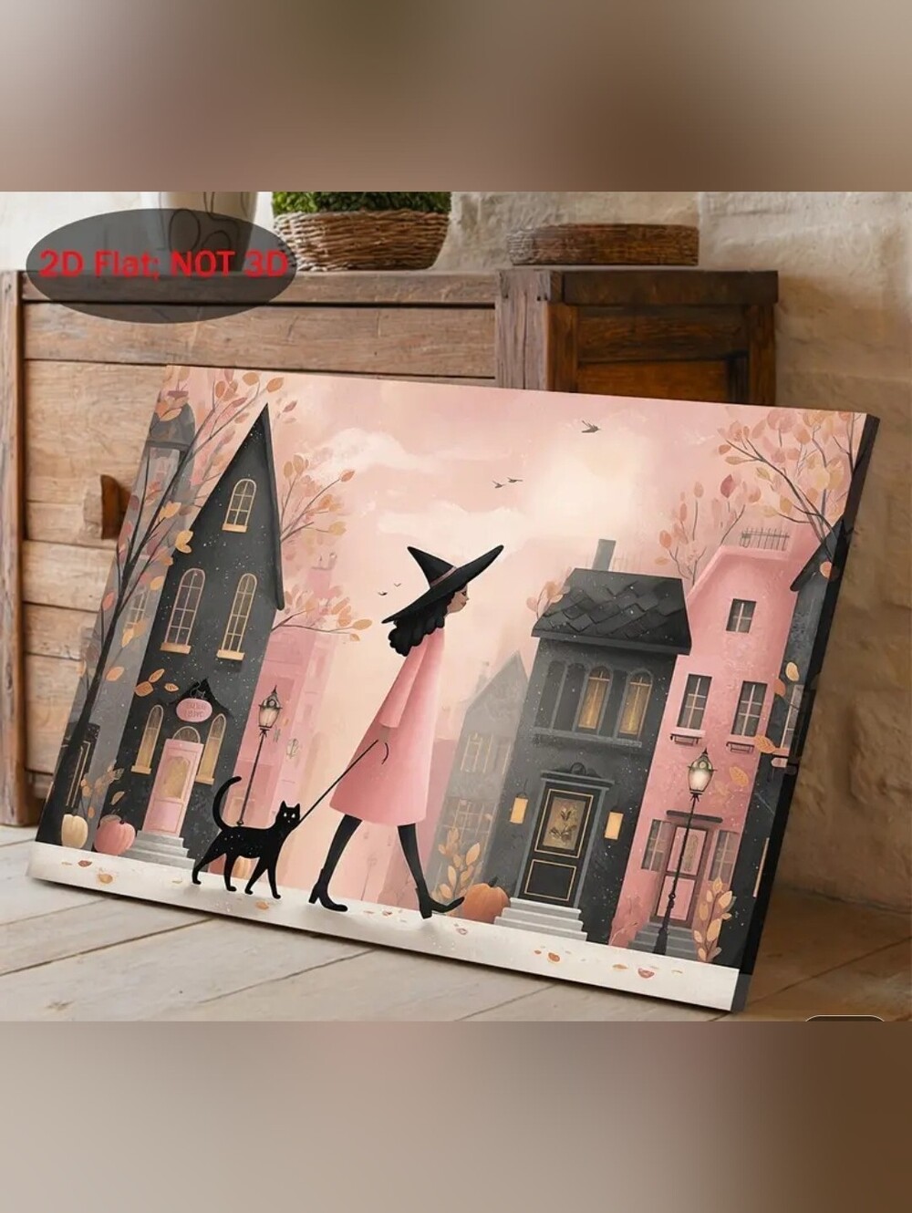 Pink Witch Walks Canvas Art Print -